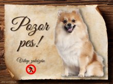 Cedulka Německý špic - Pozor pes zákaz