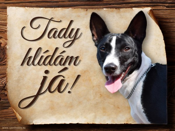 Cedulka Basenji - Tady hlídám já!