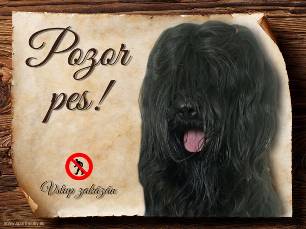 Cedulka Briard - Pozor pes zákaz