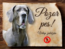 Cedulka Německá doga II - Pozor pes zákaz