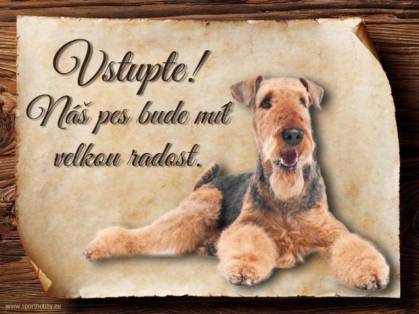 Cedulka  Airedalský Terrier - Vstupte