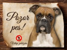 Cedulka Boxer - Pozor pes zákaz