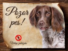 Cedulka Münsterlandský ohař - Pozor pes zákaz