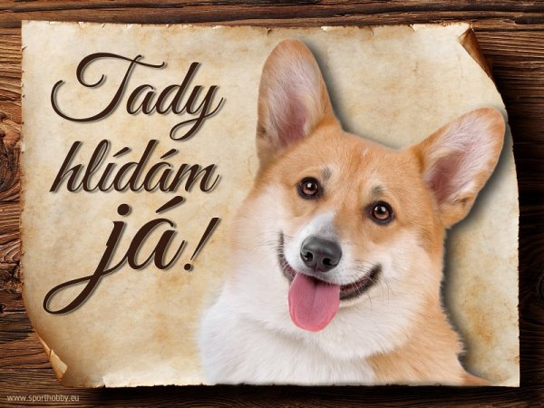 Cedulka Welsh Corgi Pembroke - Tady hlídám já!