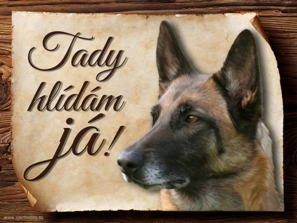 Cedulka Belgický ovčák Malinois - Tady hlídám já!