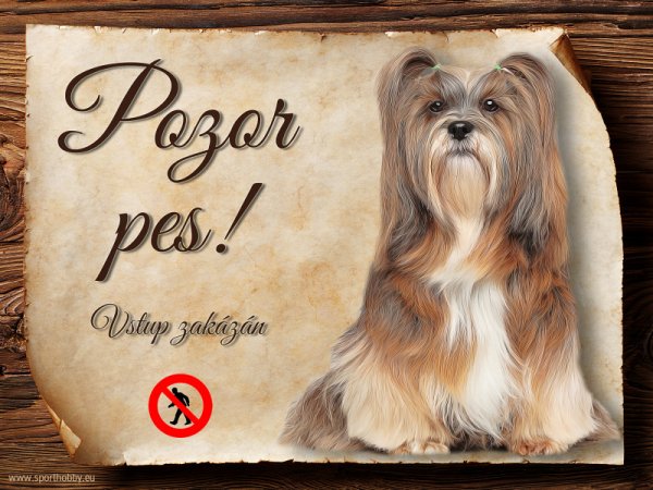 Cedulka Lhasa Apso - Pozor pes zákaz