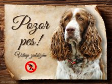 Cedulka Anglický špingeršpaněl II - Pozor pes zákaz
