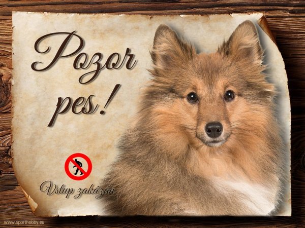 Cedulka Šeltie - Pozor pes zákaz
