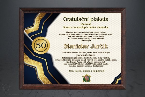 Plaketa hasiči PP6090