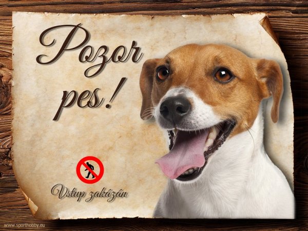 Cedulka Jack Russell teriér - Pozor pes zákaz