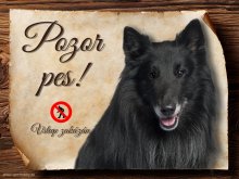 Cedulka Belgický ovčák II - Pozor pes zákaz