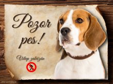 Cedulka Bígl - Pozor pes zákaz