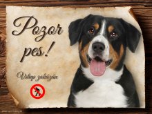 Cedulka Entlebušský salašnický pes - Pozor pes zákaz