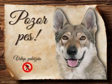 Cedulka Československý vlčák - Pozor pes zákaz
