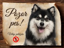 Cedulka Finský laponský pes - Pozor pes zákaz