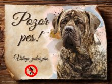 Cedulka Boerboel - Pozor pes zákaz