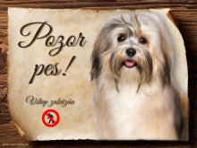 Cedulka Havanský psík - Pozor pes zákaz