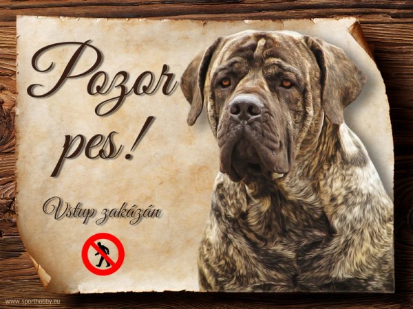 Cedulka Boerboel - Pozor pes zákaz